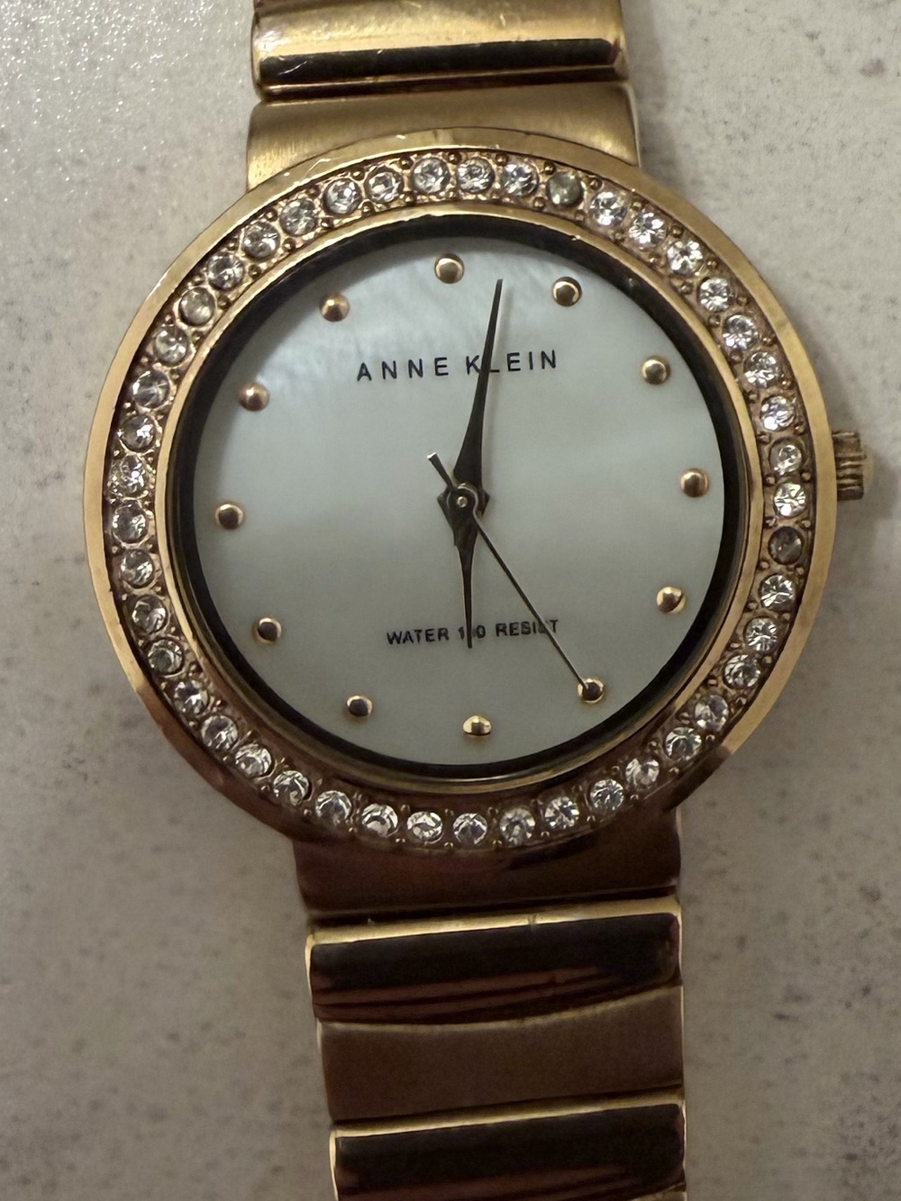 Anne Klein Gold-Tone Crystal Accent Bracelet Watch